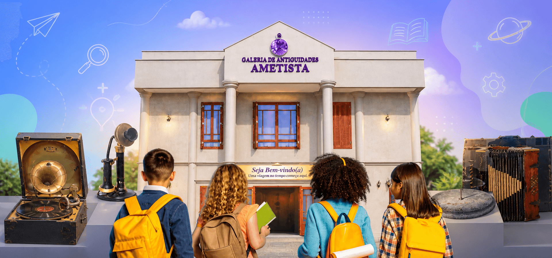 Alunos em visita educativa na Galeria de Antiguidades Ametista